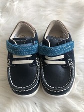 Clarks My First Shoes Blue Leather Toddler Boys Size 5F Walking Prewalker