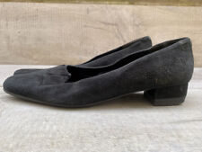 Vintage Womens Capollini Black Suede Leather Low Heel Court Shoes Size 8 42