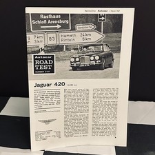 JAGUAR 420 1967 AUTOCAR ROAD TEST NUMBER 2121 REPORT SUPPLEMENT (BROCHURE)