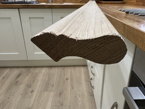 Solid oak pig ear handrail - solid, pig's