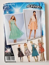 Simplicity Project Runway Prom Dress Sewing Pattern Size 14-22 Bust 92-112 cms