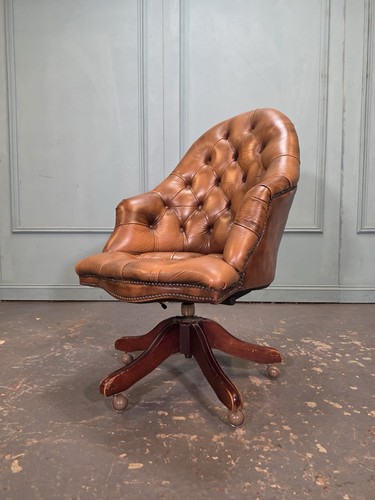 Brown antique swivel - swivel, buttoned