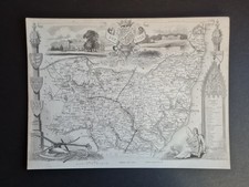 Antique 1848 map - Suffolk - Thomas Moule - Heveningham Hall - Ipswich