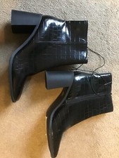 Marks and Spencer vegan black boots in alligator skin style size 8