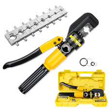16T Hydraulic Crimper Set Crimping Tool Wire Battery Cable Lug Terminal & 8 Dies