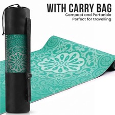 Yoga Exercise Mat Foam 6mm Non-Slip Pilates Gym Mandala Pattern With Carry Bag