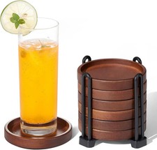 Set of 6 Wooden Coasters With