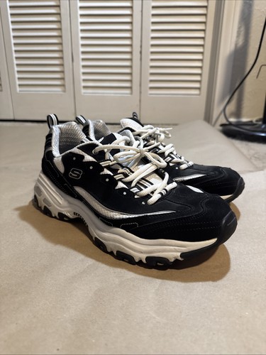 Skechers lites black white - skechers,