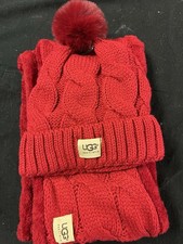 UGG RED INFINITY HAT AND SCARF SET & FLEECE LINED