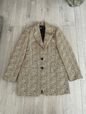 Zara Coat Size S Jacquard Zebra Yellow Black Longline Jacket Blazer Stunning New