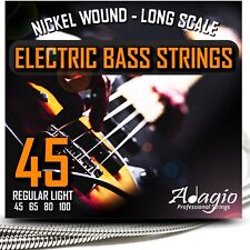ELECTRIC BASS Guitar Strings Nickel Wound Pack Light 45 100 Long Scale by ADAGIO