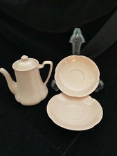 JOHNSON BROS Rosedawn Pink Teapot and 2 Saucers Made in England