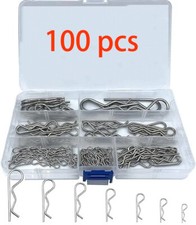 100pcs Stainless Steel Cotter Pins Assortment, R Clips Split Pins