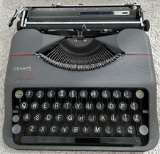 Vintage Hermes 'Baby' Portable Compact Typewriter Metal Case Made in Switzerland