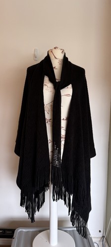 Elegant black poncho shawl - elegant,