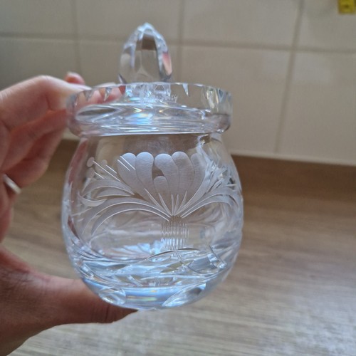 Crystal glass honey pot - crystal,