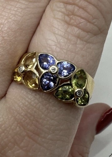 14k multi gemstone ring size - 14k,