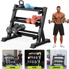 Dumbbell Rack Storage Stand Hex Weight Heavy Duty 3 Tier Wide Home Gym Fitness