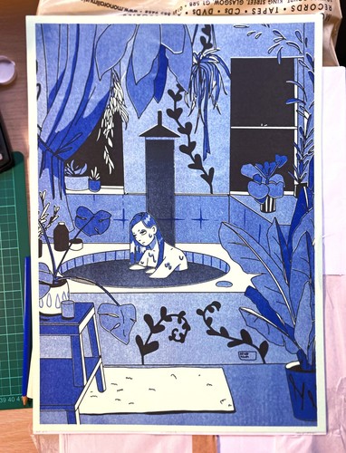 Baignoire risograph print - risograph,