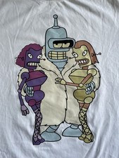 Rare Futurama Bender and Fembots double sided t shirt 