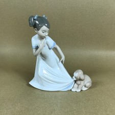 NAO Lladro Let Me Go Figurine 1434 Girl With Puppy Figurine