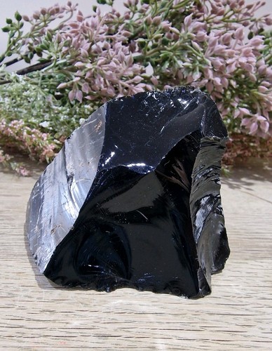 Black obsidian crystal raw - black,
