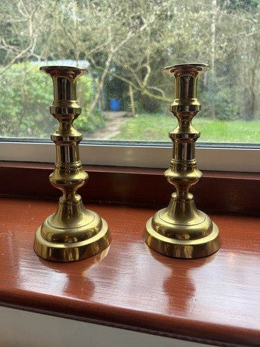 Pair brass candlesticks - pair, of
