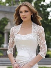 2024New three-quarters sleeve white lace wedding beautiful bride shawl jacke