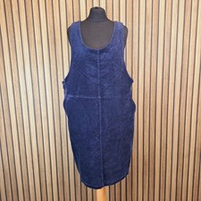 Roman Cord Dress Pinafore UK 18 Navy Blue Pockets Knee Length