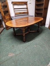 ANTIQUE/REPRODUCTION TUDOR OAK LARGE OVAL FARMHOUSE REFECTORY TABLE TOP QUALITY