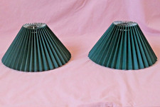 TWO PLEATED FOREST GREEN 12-INCH LAMP SHADES