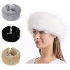 Ladies Faux Fur Headband Hat Fleece Lined Russian Winter Ski Ear Muff Warmer NEW