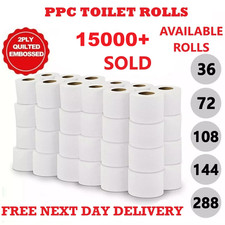 36,72,144,288 2Ply Toilet Rolls Quilted Embossed Paper Luxury Soft Tissue Bulk