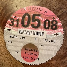 Rare Old Tax Disc May 2008