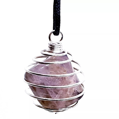 Amethyst pendant wire tumble - pendant,