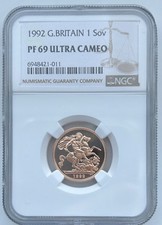 1992 Gold proof Full Sovereign - NGC PF 69 Ultra Cameo