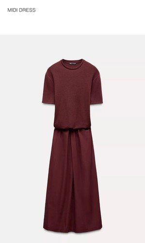 Zara midi dresss burgundy - zara,