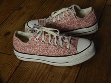 CONVERSE 'VINTAGE FLORAL EGRET' PLATFORM SHOES TRAINERS 568378C UK 6.5 ,EU 39.5