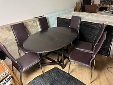 Antique Vintage Oval Solid Oak Gateleg Drop Leaf Folding Table And 6 Chairs