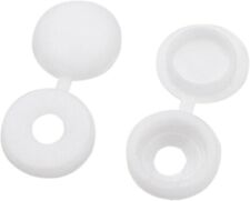 WHITE SCREW CAPS Dome Head Cover Hinged/Pozi/Press Fit Bathroom Kitchen Cabinet
