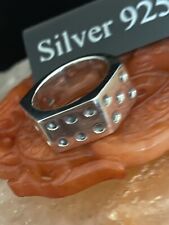 Solid Silver Dice Ring ,, Wide thick Silver  Band