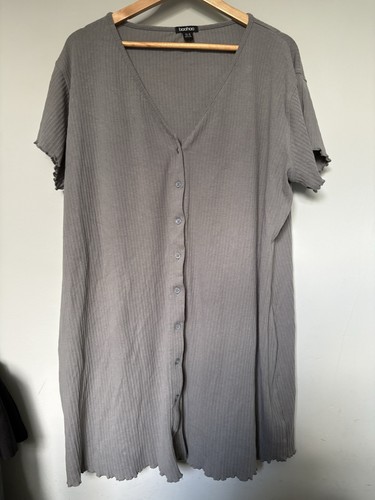 Grey boohoo ribbed button down - boohoo,