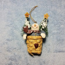 Happy Snowman In Woven Basket