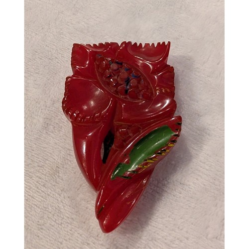 Vintage red carved bakelite - vintage,