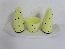 Retro 1950s/1960s Gaydon Melmex Yellow and Black Spotted Salt & Pepper Cruet Set