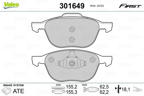 Valeo 301649 brake pad set - valeo,