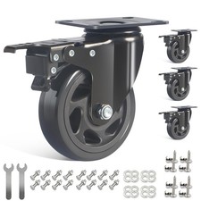 IQWTU 4 Pack Heavy Duty Castors with A/B Brakes 100mm