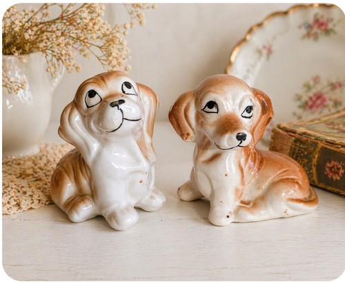 Vintage ceramic dog figurines - vintage,