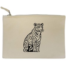 'Sitting Jaguar' Canvas Clutch Bag / Accessory Case (CL00037447)
