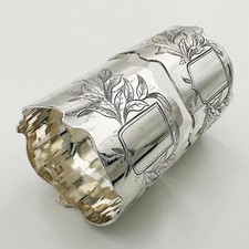 ANTIQUE PAIR NAPKIN RINGS SILVER PLATE VICTORIAN c1890